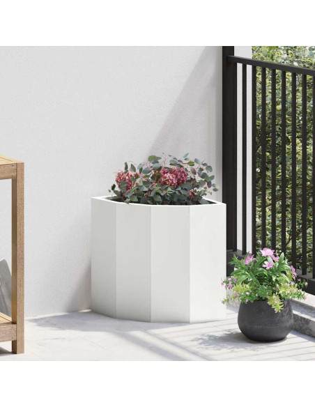 Vaso d'angolo Bianco 30 x 30 x 35 cm Acciaio