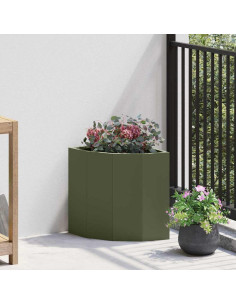 Vaso d'angolo Oliver verde 30 x 30 x 35 cm Acciaio