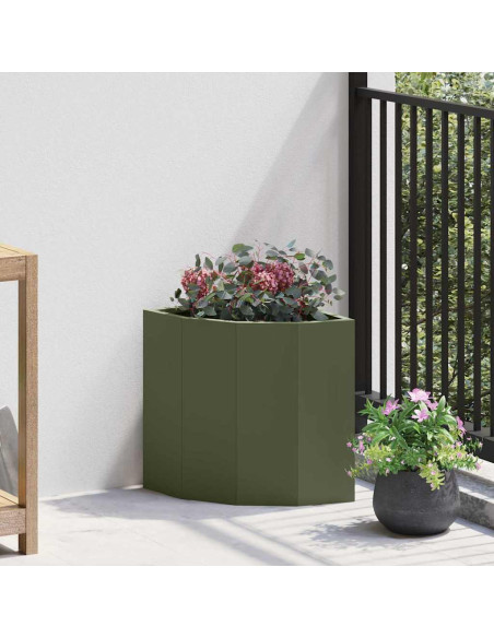 Vaso d'angolo Oliver verde 30 x 30 x 35 cm Acciaio