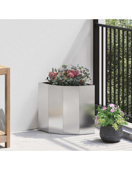 Vaso d'angolo Argento 30 x 30 x 35 cm Acciaio inossidabile