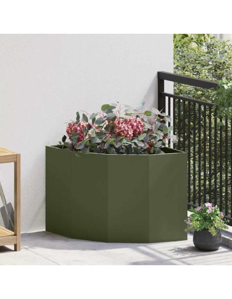 Vaso d'angolo Oliver verde 60 x 60 x 50 cm Acciaio
