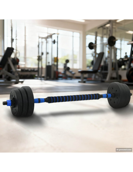 Set Manubri e Bilanciere 2-in-1 30kg Nero e Blu