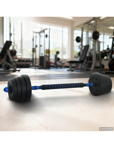 Set Manubri e Bilanciere 2-in-1 30kg Nero e Blu