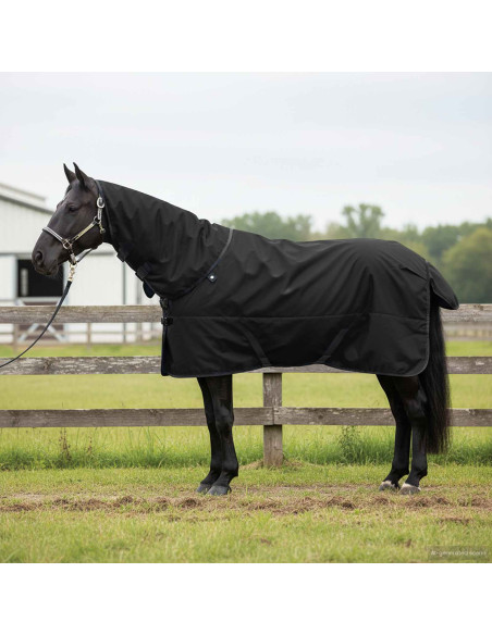 Coperta per Cavalli Verde Scuro e Nero 135 cm Poliestere