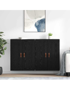 Mobile a muro 2 pcs Rovere Nero 69,5 x 34 x 90 cm