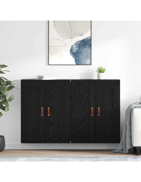 Mobile a muro 2 pcs Rovere Nero 69,5 x 34 x 90 cm