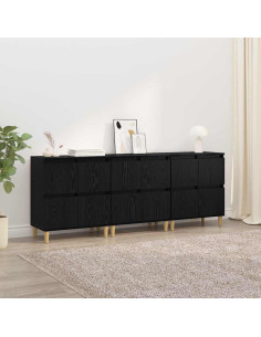 Sideboards 3 pcs Rovere Nero 60 x 35 x 70 cm Legno multistrato