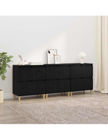 Sideboards 3 pcs Rovere Nero 60 x 35 x 70 cm Legno multistrato