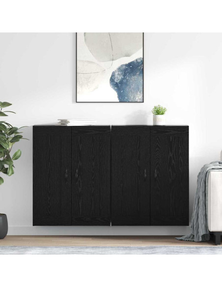 Mobile a muro 2 pcs Rovere Nero 69,5 x 34 x 90 cm