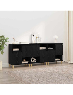 Sideboards 3 pcs Rovere Nero 60 x 35 x 70 cm Legno multistrato