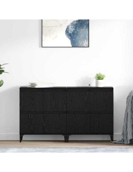 Sideboards 2 pcs Rovere Nero 60 x 35 x 70 cm Legno multistrato