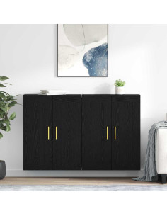 Mobile a muro 2 pcs Rovere Nero 69,5 x 34 x 90 cm