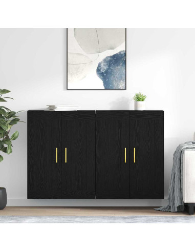 Mobile a muro 2 pcs Rovere Nero 69,5 x 34 x 90 cm