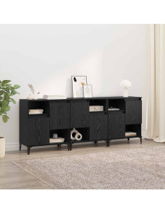 Sideboards 3 pcs Rovere Nero 60 x 35 x 70 cm Legno multistrato