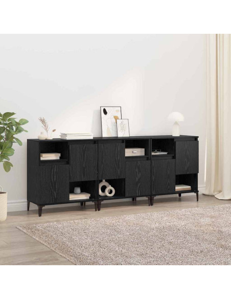 Sideboards 3 pcs Rovere Nero 60 x 35 x 70 cm Legno multistrato