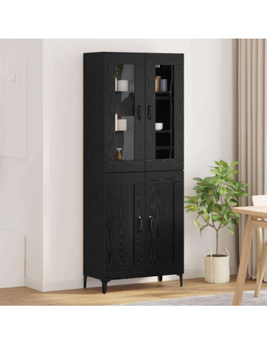 Credenza Rovere Nero 69,5 x 34 x 180 cm Legno multistrato