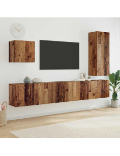 Unità TV da Parete 5 pcs Legno vecchio Legno multistrato