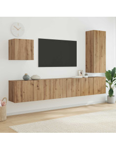 Unità TV da Parete 5 pcs Rovere artigianale Legno multistrato
