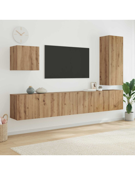 Unità TV da Parete 5 pcs Rovere artigianale Legno multistrato