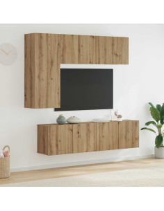 Unità TV da Parete 5 pcs Rovere artigianale Legno multistrato