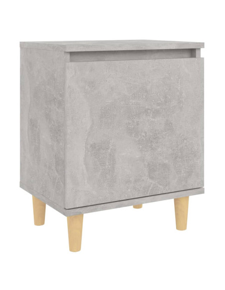 Comodini Gambe in Legno Massello 2pz Grigio Cemento 40x30x50 cm