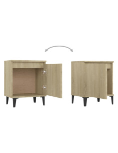 Comodini con Gambe in Metallo Rovere Sonoma 40x30x50 cm