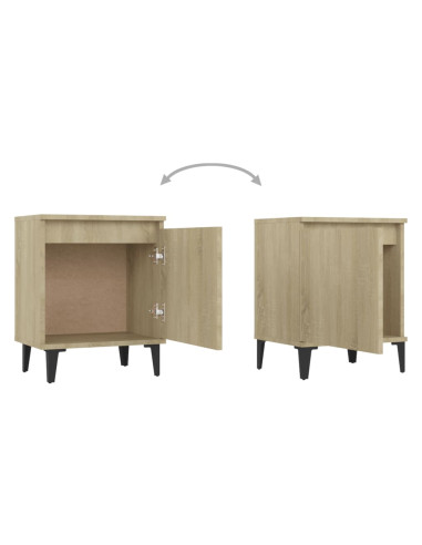 Comodini con Gambe in Metallo Rovere Sonoma 40x30x50 cm