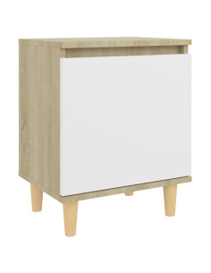 Comodini Gambe Legno Massello 2pz Rovere Sonoma Bianco 40x30x50