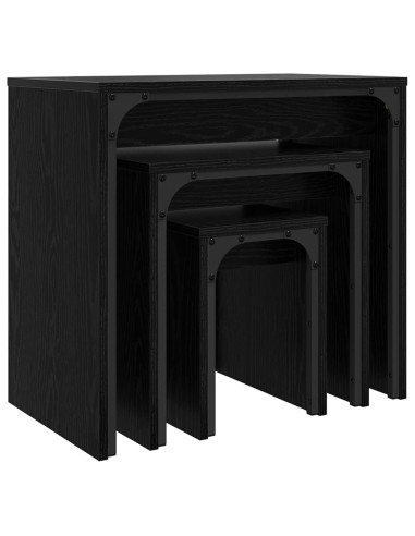 Tavolino da salotto 3 pcs Rovere Nero Legno multistrato