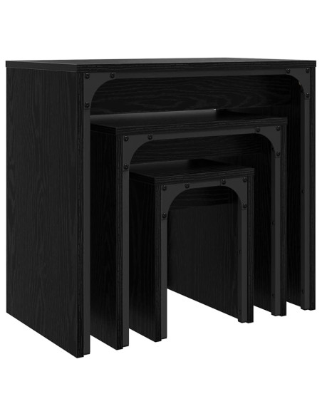 Tavolino da salotto 3 pcs Rovere Nero Legno multistrato
