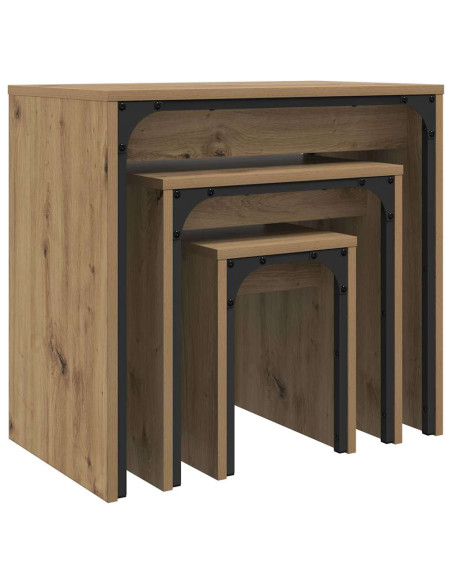 Tavolino da salotto 3 pcs Rovere artigianale Legno multistrato