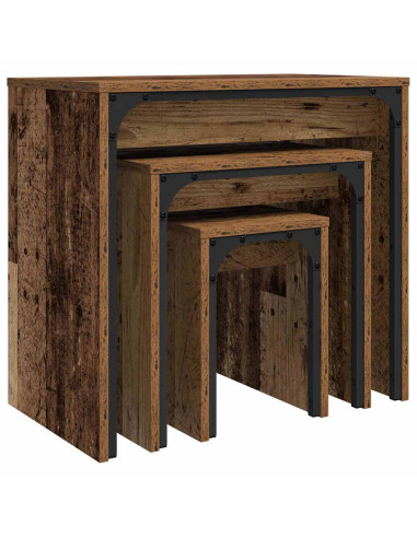 Tavolino da salotto 3 pcs Legno vecchio Legno multistrato