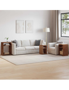 Tavolo Accent 3 pcs Marrone Legno di Mogano Massello