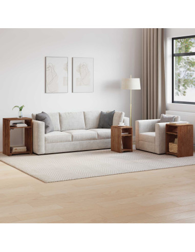 Tavolo Accent 3 pcs Marrone Legno di Mogano Massello
