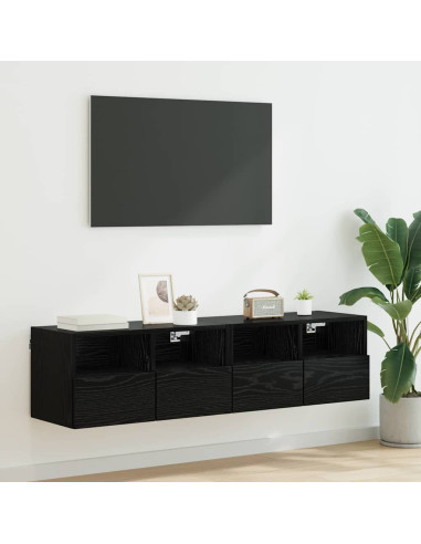 Mobiletti TV da Parete 2 pcs Rovere Nero 60 x 30 x 30 cm