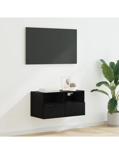 Mobile TV da parete Rovere Nero 60 x 30 x 30 cm