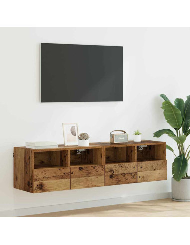 Mobiletti TV da Parete 2 pcs Legno vecchio 60 x 30 x 30 cm