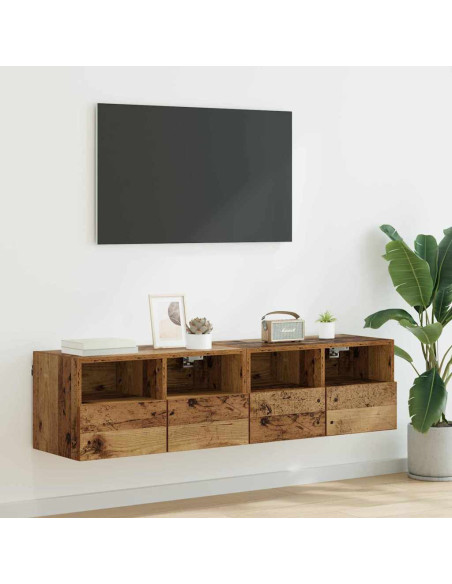 Mobiletti TV da Parete 2 pcs Legno vecchio 60 x 30 x 30 cm