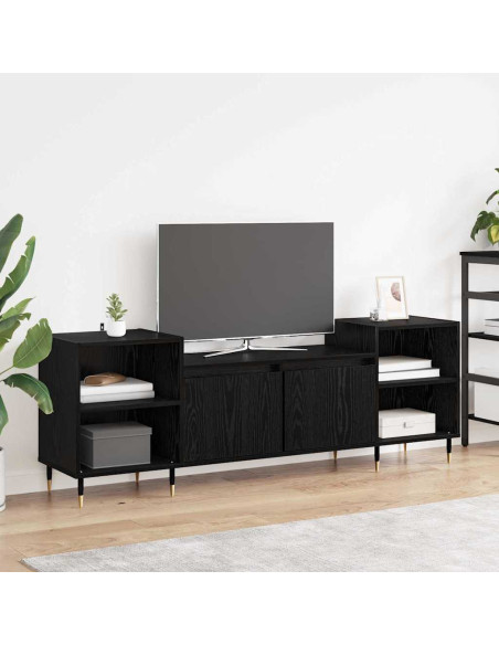 Mobile TV Rovere Nero 160 x 35 x 55 cm Legno multistrato