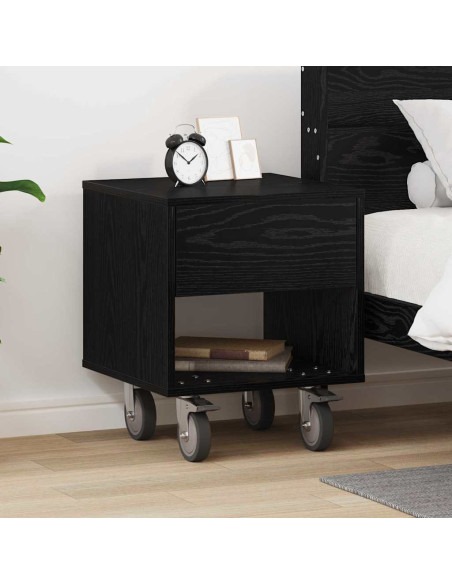 Comodino Rovere Nero 40,5 x 40 x 48 cm Legno multistrato