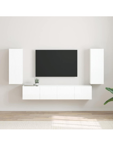 Mobile TV da parete 2 pcs Bianco Lucido 30 x 31 x 80 cm