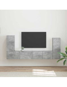Set mobile TV 4 pcs Grigio cemento Legno multistrato