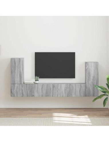 Set mobile TV 4 pcs Grigio Sonoma Legno multistrato