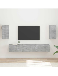 Set mobile TV 5 pcs Grigio cemento Legno multistrato