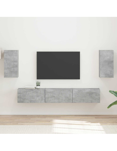 Set mobile TV 5 pcs Grigio cemento Legno multistrato