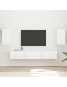 Set mobile TV 5 pcs Bianco Lucido Legno multistrato