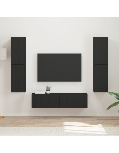 Set mobile TV 6 pcs Nero Legno multistrato