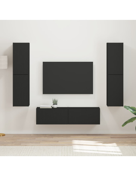 Set mobile TV 6 pcs Nero Legno multistrato