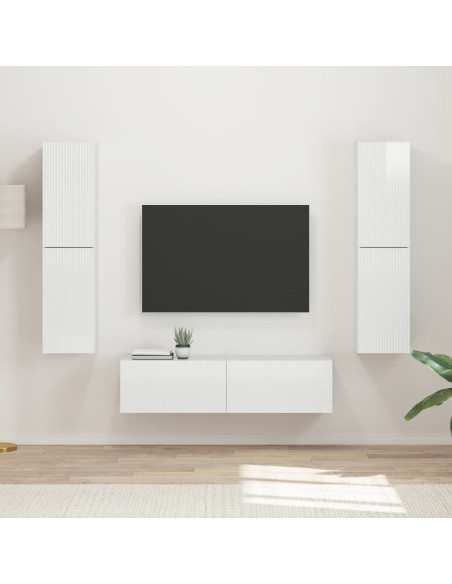 Set mobile TV 6 pcs Bianco Lucido Legno multistrato