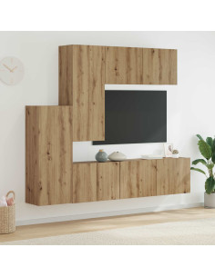 Unità TV da Parete 5 pcs Rovere artigianale Legno multistrato